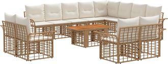 vidaXL Conjunto De Sof&aacute;s De Jard&iacute;n 13 Uds. Natural Y Crema Vidaxl