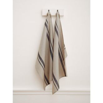 Solino Home Linen Kitchen Towels - French Stripe in Black And Natural at Nordstrom, Size Medium