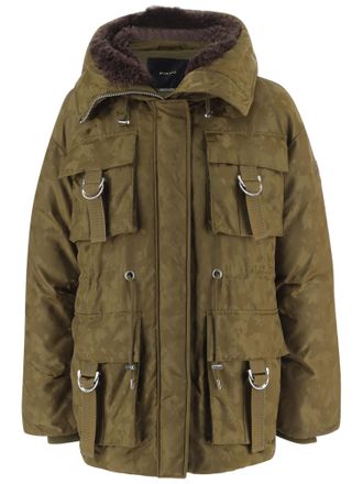 Pinko Camouflage Faux Fur Collar Down Jacket