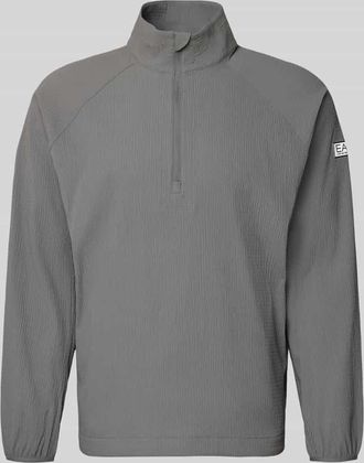 Emporio Armani Regular Fit Sweatshirt mit Strukturmuster in Mittelgrau, Gr&ouml;&szlig;e XXL