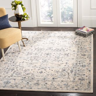 Safavieh Charleston Machine Made Area Rug, Ivory / Light Blue Traditional Style Easy Care