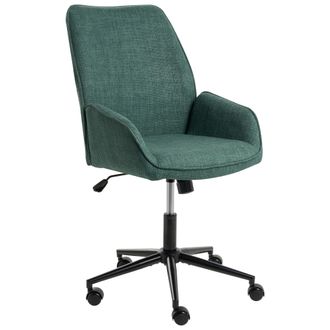 Beliani Silla De Oficina Tapizada En Lino Sint&eacute;tico Giratoria Ajuste De Altura Del Asiento Verde Oscuro Castile