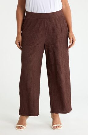 Jones New York Puckered Wide Leg Pull-On Ankle Pants in Fudge at Nordstrom, Size 2X