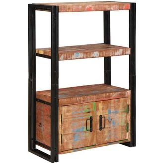 vidaXL Estante De Libros Con Puertas Madera Recuperada S&oacute;lida Y Metal Vidaxl