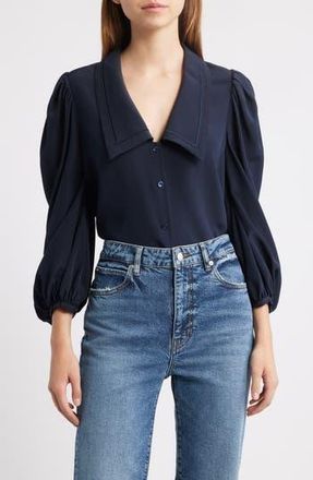 Frame Denim The Long Sleeve Silk Sailor Shirt in Navy at Nordstrom Rack, Size Medium