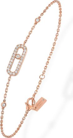 Messika Move Uno Pav&eacute; Diamond Bracelet in Rose Gold/Diamond at Nordstrom, Size 7.25 In