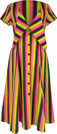 Staud Staud Alice Tie-Front Striped Midi Dress in Multicolor Cotton