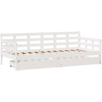 vidaXL Sof&aacute; Cama Con Cajones Madera Maciza De Pino Blanca 80x200 Cm Vidaxl