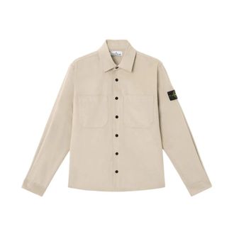Stone Island Compass Overshirt - Heren - Zomerjassen - Beige - XL - Katoen - Jassen