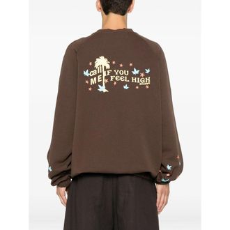 Palm Angels Palm Logo Embroidered Sweatshirt - Brown