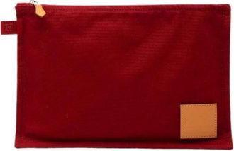 Herm&egrave;s Pre-owned Canvas Pouch - Dames - Vintage Clutch - Rood - ONE Size - Vintage