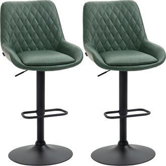 HOMCOM Adjustable Bar Stools Set of 2 Swivel Kitchen Stool with Back Footrest