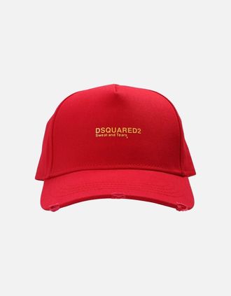 Dsquared2 Mens Dsquared2 Sweat and Tears Logo Red Cap - Size: ONE size