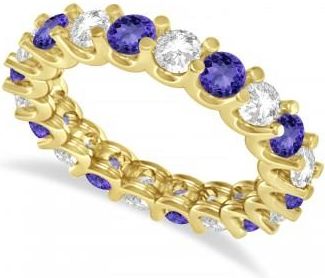 Allurez Diamond & Tanzanite Eternity Wedding Band 14k Yellow Gold (2.40ct)