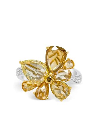 HYT Jewelry Anello in oro bianco e giallo 18 carati con diamanti - Argento