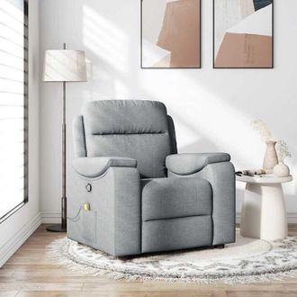 vidaXL Vidaxl - Sill&oacute;n Reclinable De Masaje De Tela Gris Claro