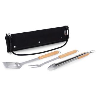 Legacy BBQ Roll Up 3 Piece Set - Green Canvas with Beechwood Tools in Black at Nordstrom