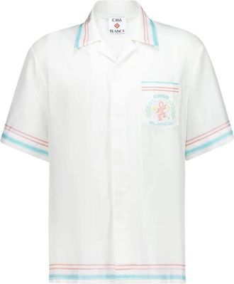 Casablanca Overhemden, Heren, Wit, L, Dance Joy Korte Mouw Zijde Blouse
