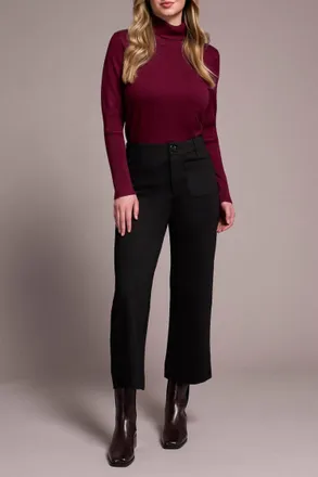 Tribal High Rise Fly Front Capri Pants In Black