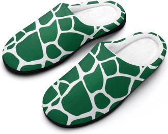 Generic Green Giraffe Pattern Funny Mens Cotton Slippers Soft Non-Slip Rubber Sole House Slipper Indoor Outdoor