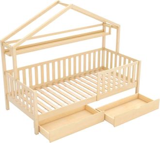 Urban Meuble Cama infantil cabina de madera maciza 90x200 con cajones