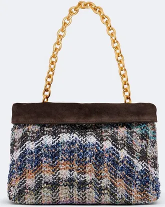 Missoni Suede-lined knitted shoulder bag