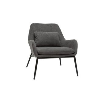 Miliboo Miliboo - Sill&oacute;n Moderno Con Tejido Efecto Aterciopelado Gris Oscuro Y Metal Negro Maxine