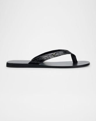 Giuseppe Zanotti Mens Hally 10 Croc-Effect Leather Flip Flops
