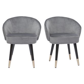 Miliboo Miliboo - Set De 2 Sillas De Dise&ntilde;o De Terciopelo Gris Y Patas De Metal Negro Brizo