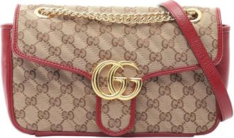 Gucci 2016-2025 Medium GG Marmont Matelasse Diagonal GG Canvas shoulder bag - Marrone