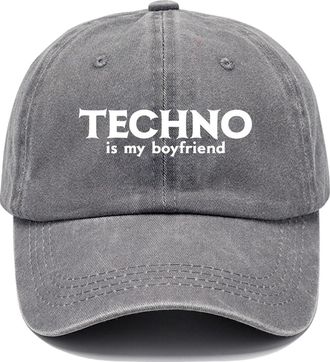 Generic Techno is My Boyfriend Hat, Techno is My Boyfriend Cap Silver Grey