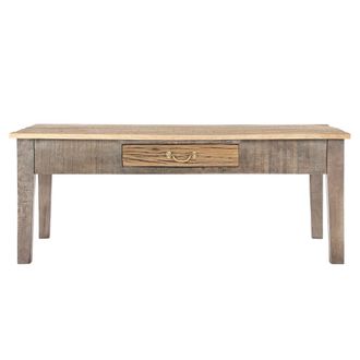 WOMO-DESIGN Mesa auxiliar de centro 117x70x45,5 cm de madera de mango con caj&oacute;n