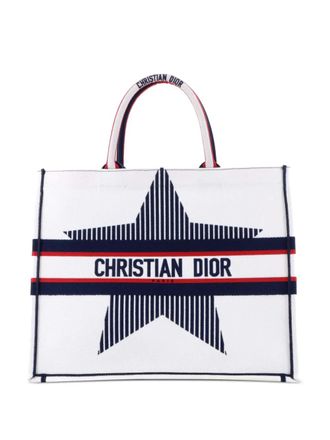 Dior Book Embroidered Canvas Large tote bag - Blu