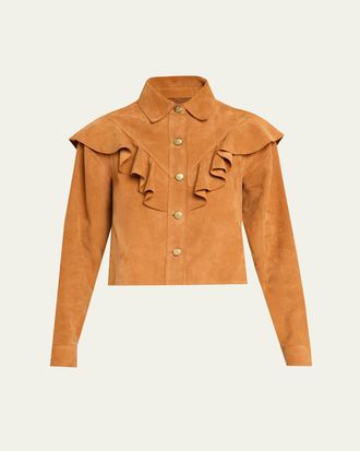 Ulla Johnson Matilde Ruffle Suede Jacket