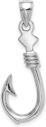 Diamond2Deal 14K White Gold 3-D Large Fish Hook with Rope Charm Pendant