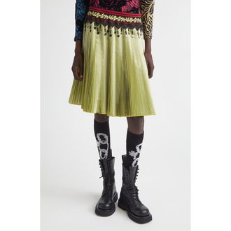 Chopova Lowena Stacey Pleated Plaid Skirt in Yellow Multi at Nordstrom, Size Medium