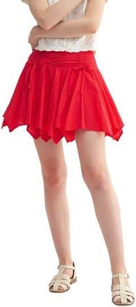 All in Favor Cinched Waist Handkerchief Hem Cotton Miniskirt in Red at Nordstrom Rack, Size Medium