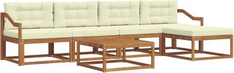 vidaXL Conjunto De Sof&aacute;s De Exterior 6 Uds. Natural Y Crema Vidaxl