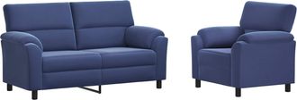 vidaXL Set Di Divani 2 Pcs Blu Polizia Velluto Vidaxl