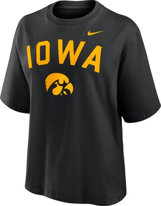 Nike Iowa Arch Over Logo Boxy Nike Womens College T-Shirt in Black | 01CM00AIA-KMG