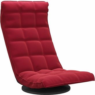 vidaXL Silla de suelo giratoria de terciopelo rojo tinto Vidaxl