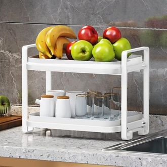 OEM Estante De Almacenamiento De Dos Niveles Para Tazas, Platos Y Cubiertos, Estante De Cocina, Estante De Drenaje Para Encimera, Blanco