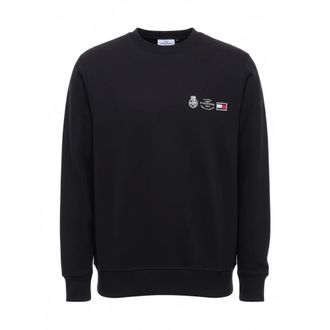 Tommy Hilfiger Hoodies & sweatvesten, Heren, Zwart, XL, Katoen, Small Crest Outline Crew Neck Sweater