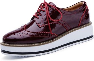 Generic Womens Platform Trainers Lace-Up Brogues Trainers Casual Platform Trainers Comfortable Lace-Up Shoes for Everyday and Walking with Seam Details Traini