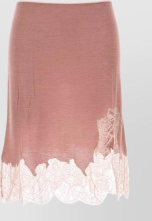 Fendi cashmere blend skirt featuring lace trim
