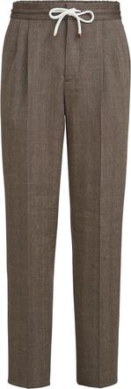 Brunello Cucinelli Trousers with drawstring and double pleats in Hazelnut at Nordstrom, Size 46 It