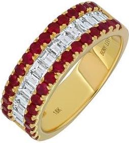 Bony Levy Three-Row Ruby & Diamond Ring in 18K Yellow Gold at Nordstrom, Size 6.5