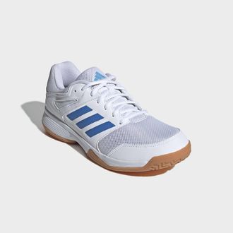 adidas Hallenschuh ADIDAS PERFORMANCE SPEEDCOURT HALLEN, Herren, Gr. 42,5, cloud wei&szlig;, ray blau, lucid aquamarine, Synthetik, Textil, Schuhe Hallenschuh, gee