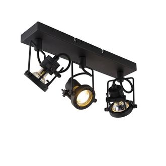QAZQA Qazqa Industrial Smart Spot Negro 3 Luces Con Wifi Gu10 - Suplux Acero Alargada Adecuado Para Led Max. 3 X 4.8 Watt