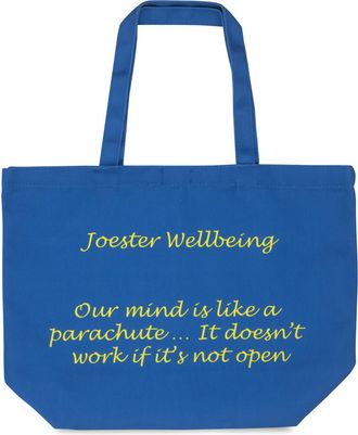 Generic Joester Wellbeing - Cotton/Canvas Tote Bag. (Quote 4: Our mind is like a parachute.. It doesnt work if its not open, Royal Blue)